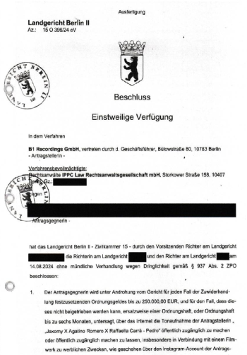Einstweilige Verfügung LG Berlin 1