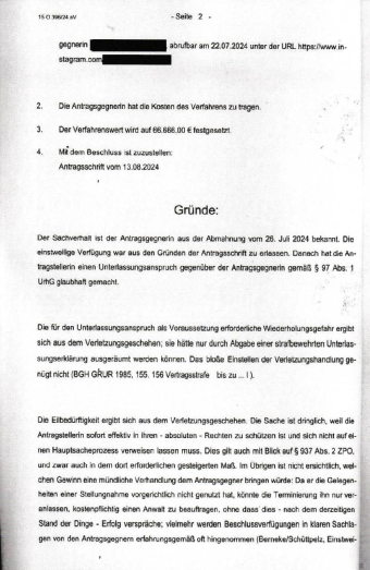 Einstweilige Verfügung LG Berlin 2